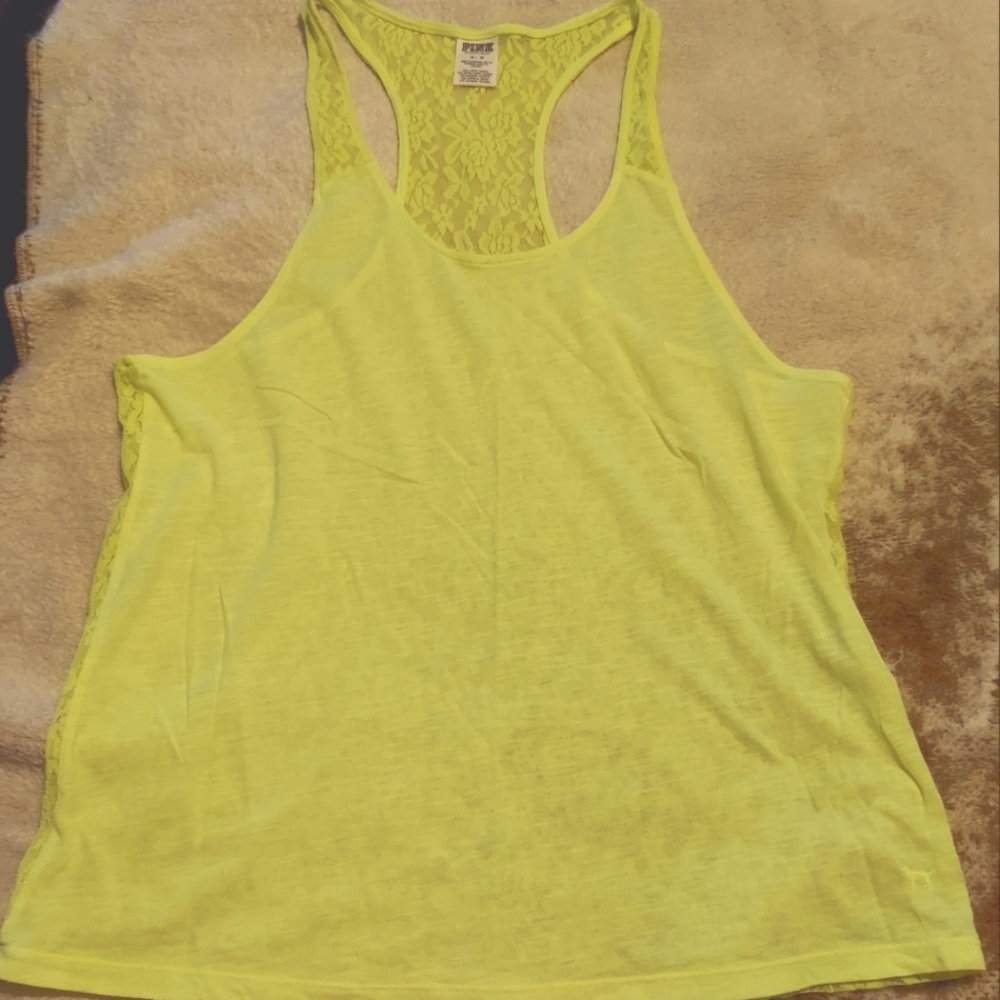 Pink brand Yellow Neon Tank Top 🌟